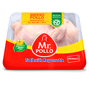 Medio pollo en bandeja